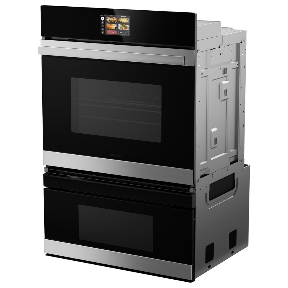 Sharp 30&quot; Smart Electric Microwave Wall Oven Combo in Stainless Steel and Black, , large