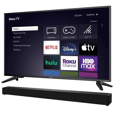 Element 40" Class 1080p Full HD Roku Smart TV + iLive 37" HD Sound Bar with Bluetooth, , large