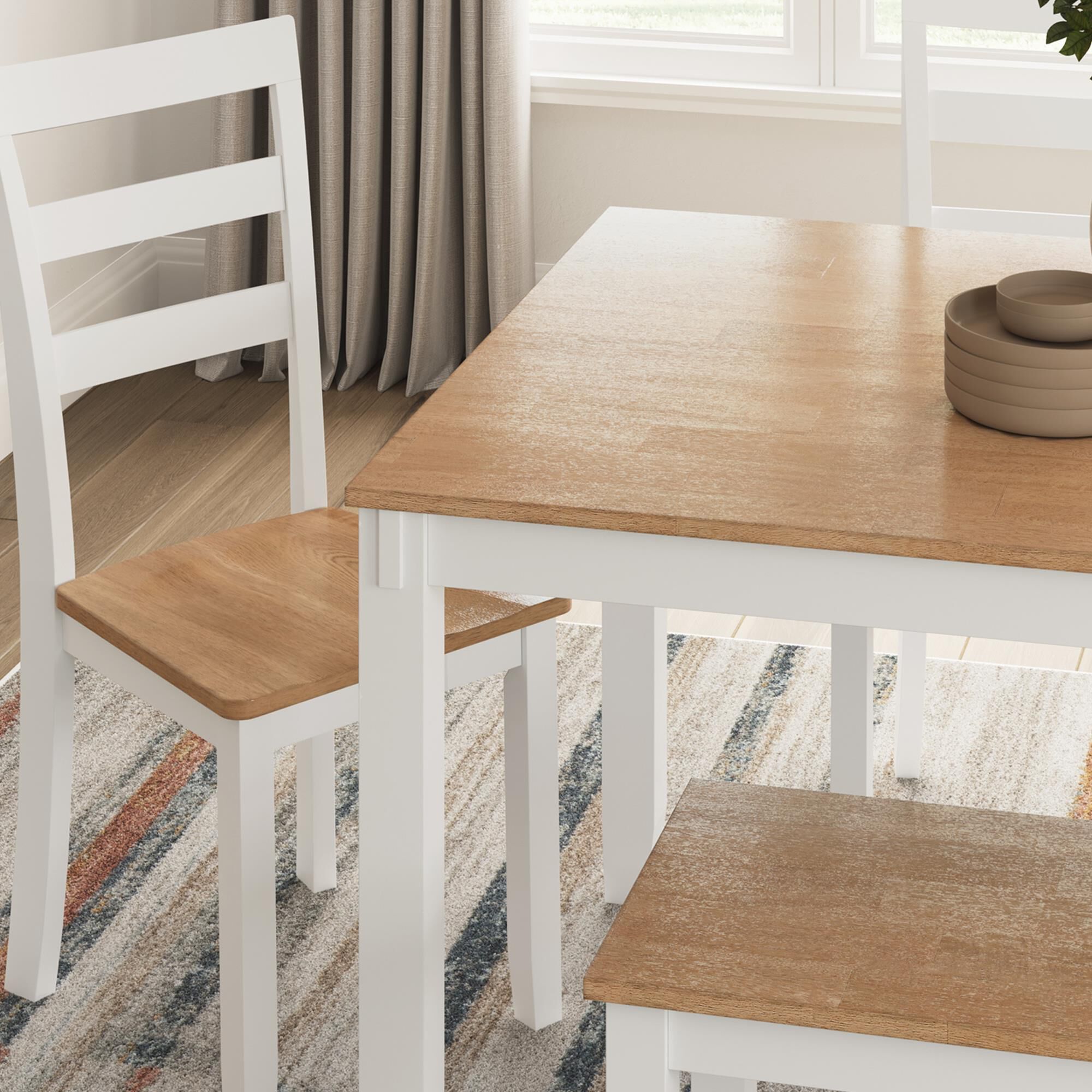 Ashley Gesthaven 6-Piece Rectangular Dining Set in Natural and White