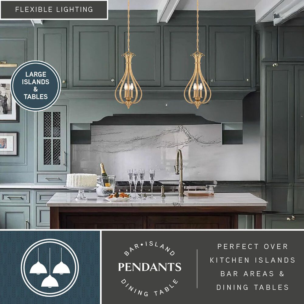 Vaxcel Monrovia 3-Light Pendant in Muted Brass, , large