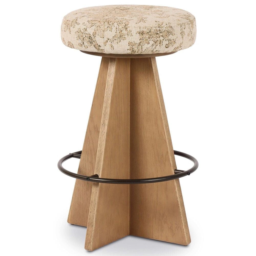 Four Hands Damon Swivel Counter Stool in Washed Natural Oak and Oxidized Grey, , large
