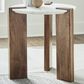 Ashley Isanti Round End Table in White and Brown, , large