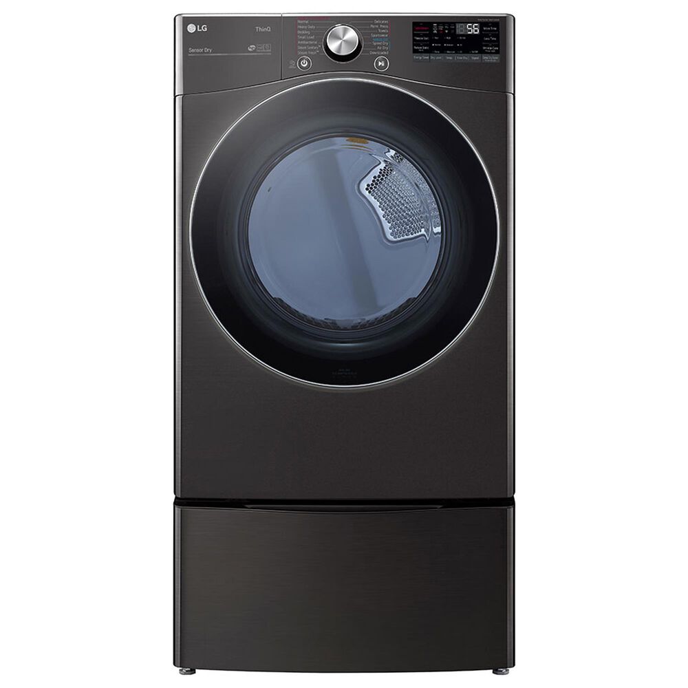 LG 7.4 Cu. Ft. Smart Front Load Electric Dryer with TurboSteam in Black Steel, , large