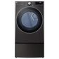 LG 7.4 Cu. Ft. Smart Front Load Electric Dryer with TurboSteam in Black Steel, , large