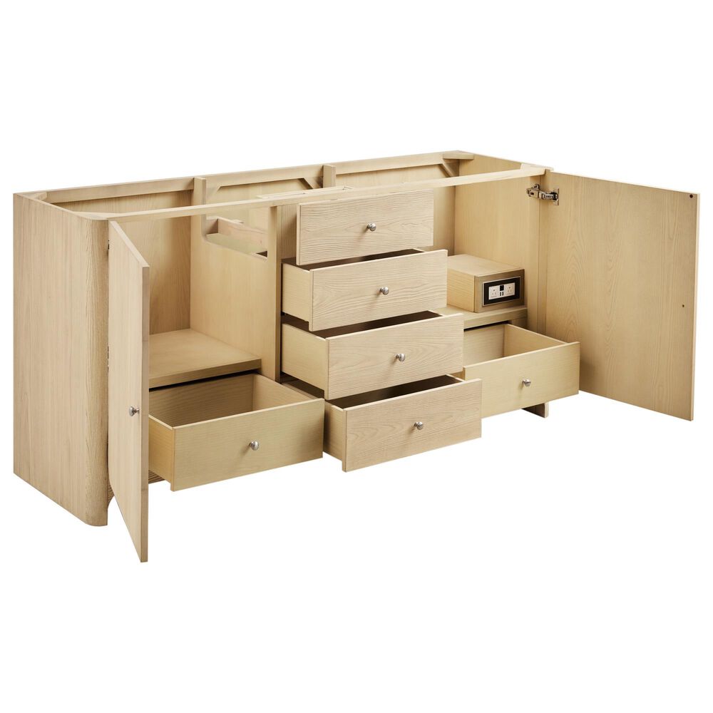 James Martin Vanities Gracyn 72&quot; Double Bathroom Vanity in Coastal Driftwood with 3 cm White Zeus Quartz Top and Rectangular Sinks, , large
