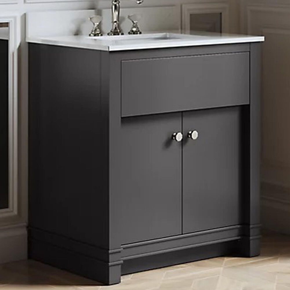 Kohler Alouette 30" Single Bathroom Vanity in Ferrous Grey with 2 cm White Quartz Top and Rectangular Sink, , large