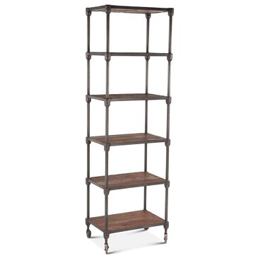 Home Trends & Design Industrial Teak 5-Shelf Bookcase in Weathered Walnut and Gray Zinc, , large