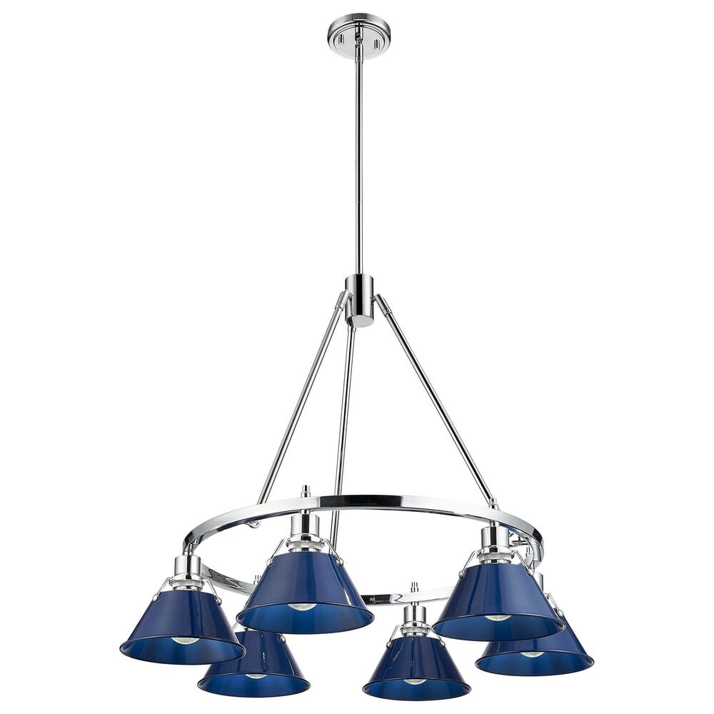 Golden Lighting Orwell 6-Light Chandelier with Matte Navy Shade in Chrome, , large