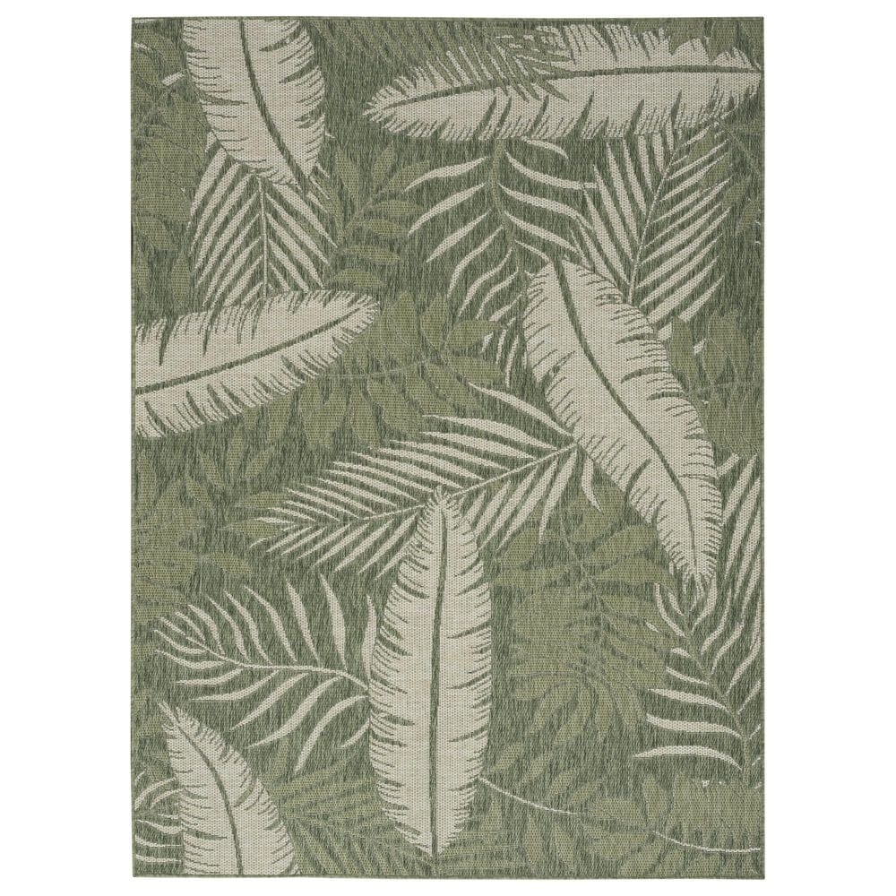 Nourison Garden Oasis GOA02 Green and Ivory 6&#39; x 9&#39; Indoor/Outdoor Area Rug, , large