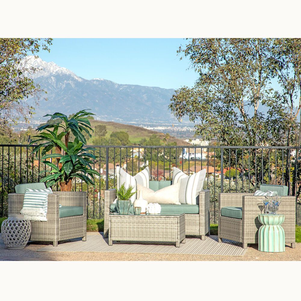 Pacific Landing Alicia 4-Piece Patio Sofa Set in Light Grey, , large