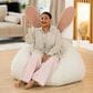 Jaxx HopSeat Bunny Oval Shaped Large Bean Bag Chair in Cloud White, , large