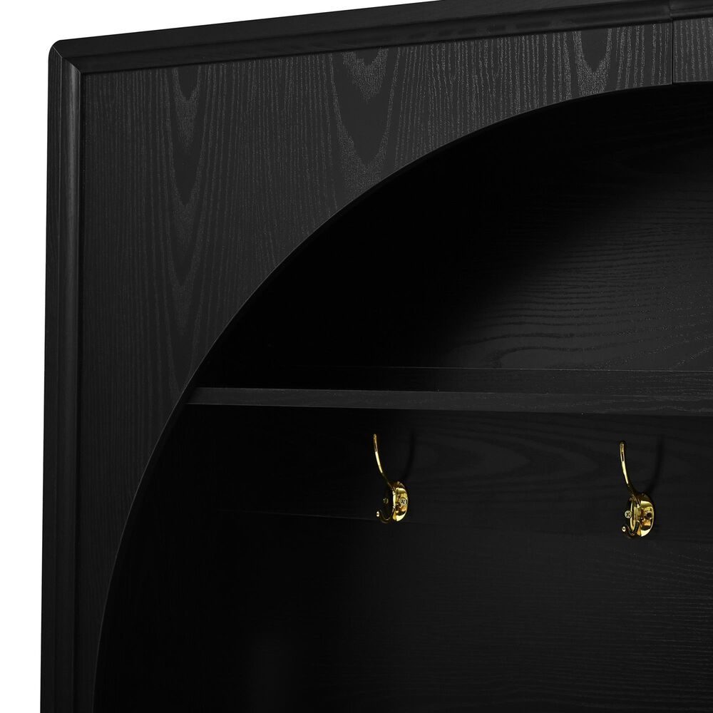 HOMLUX 4-Hook Hall Tree with Entryway Storage Bench in Black, , large