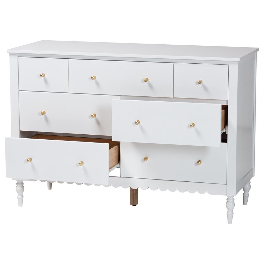 Baxton Studio Roni 7-Drawer Dresser in White, , large