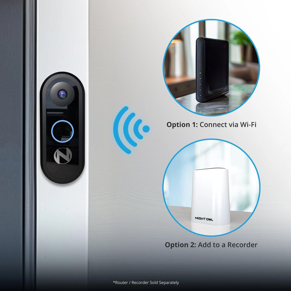 Night Owl 1080p Video Doorbell - Wired - Black, , large