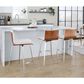 Lumisource Mason Swivel Counter Stool with White Cushion in Stainless Steel and Walnut (Set of 2), , large