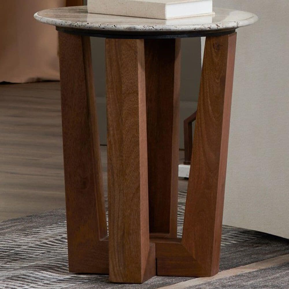 Slatehouse Wexler Round End Table in Brown and Gray, , large