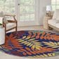 Nourison Aloha ALH18 5"3" Round Navy and Multicolor Indoor/Outdoor Area Rug, , large