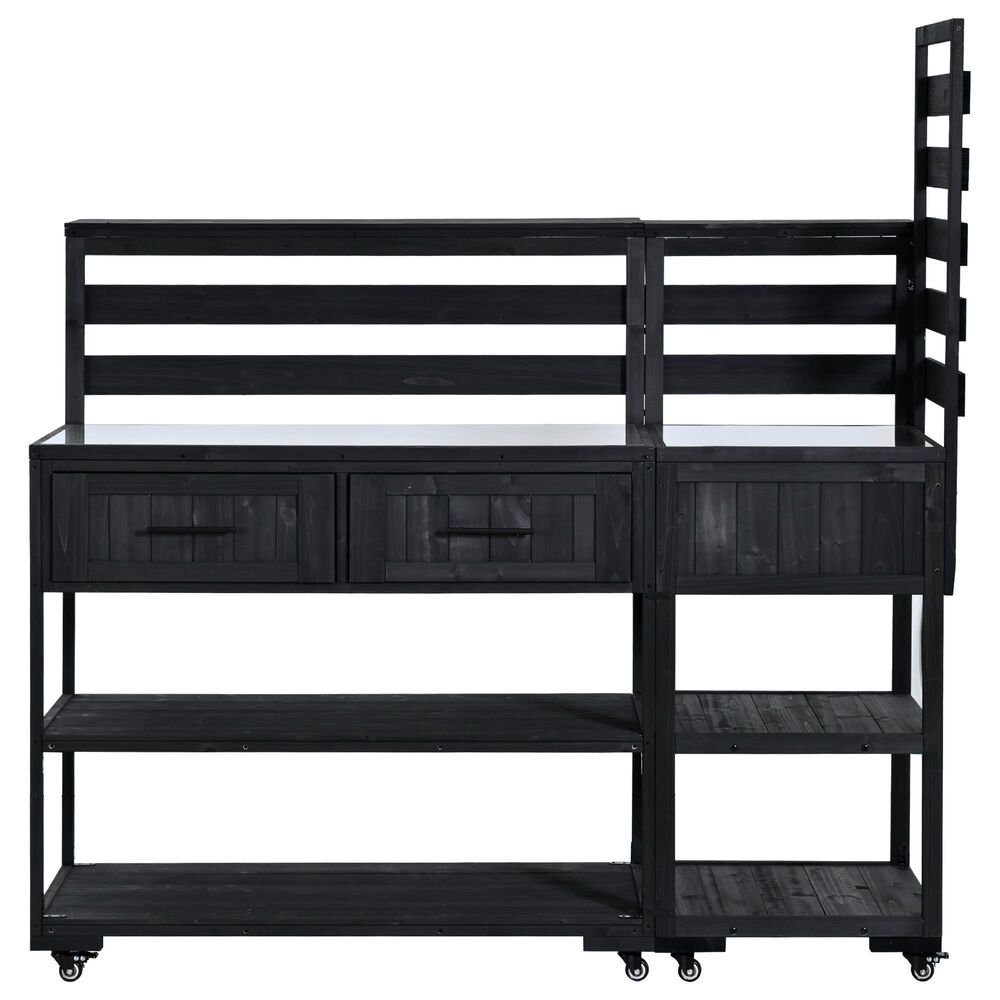 HOMLUX 62.3'' Outdoor Kitchen Island in Black, , large