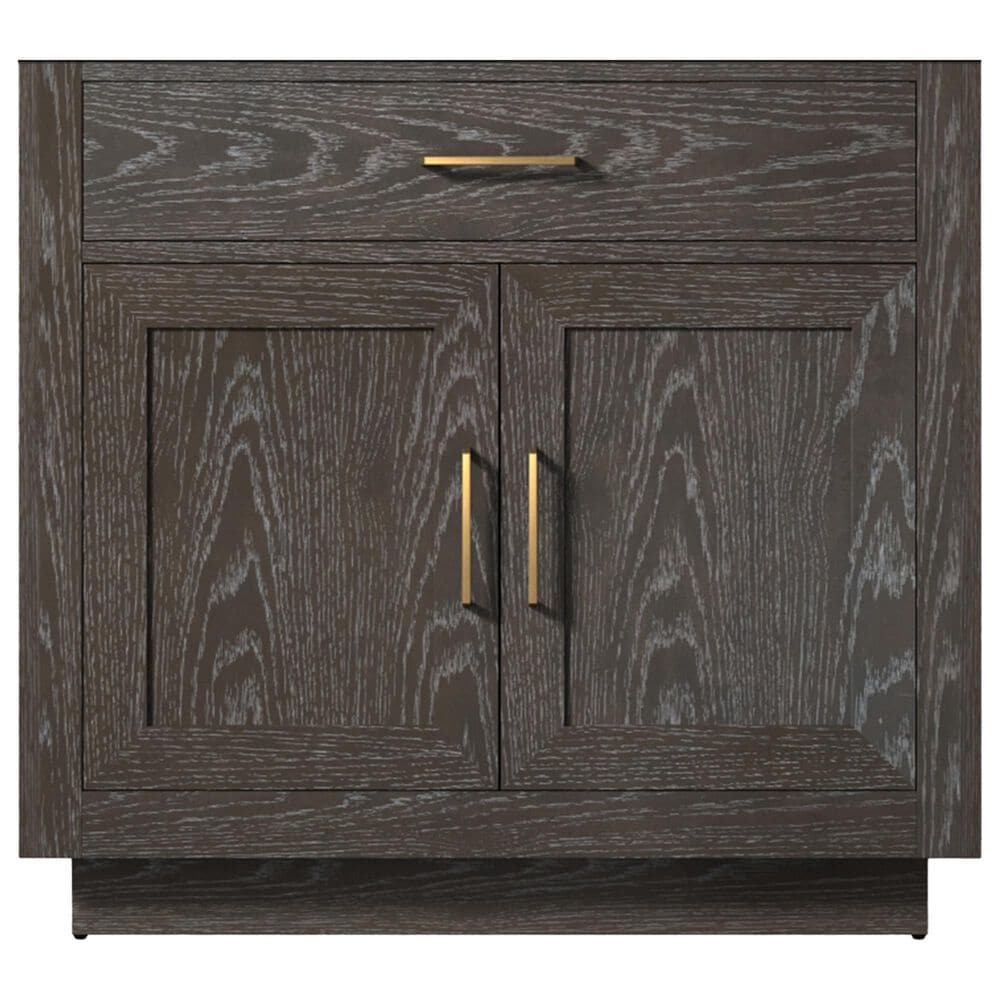Lexora Home Abbey 36&quot; Single Bathroom Vanity in Brown Oak with 2 cm White Carrara Marble Top and Rectangular Sink, , large