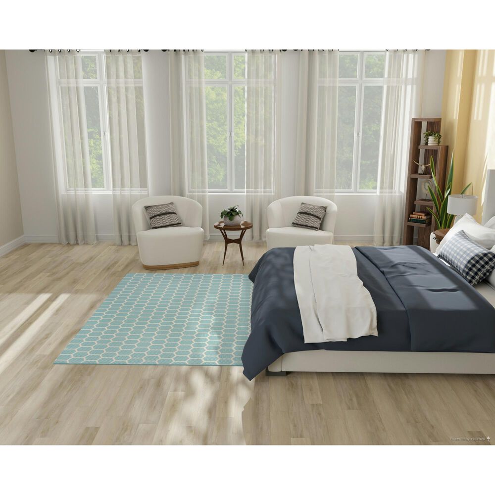 Nourison Twist Reversible 5&#39; x 7&#39; Aqua Indoor/Outdoor Area Rug, , large