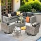 HOMLUX 9-Piece Wicker Sectional Patio Furniture Set in Black, , large