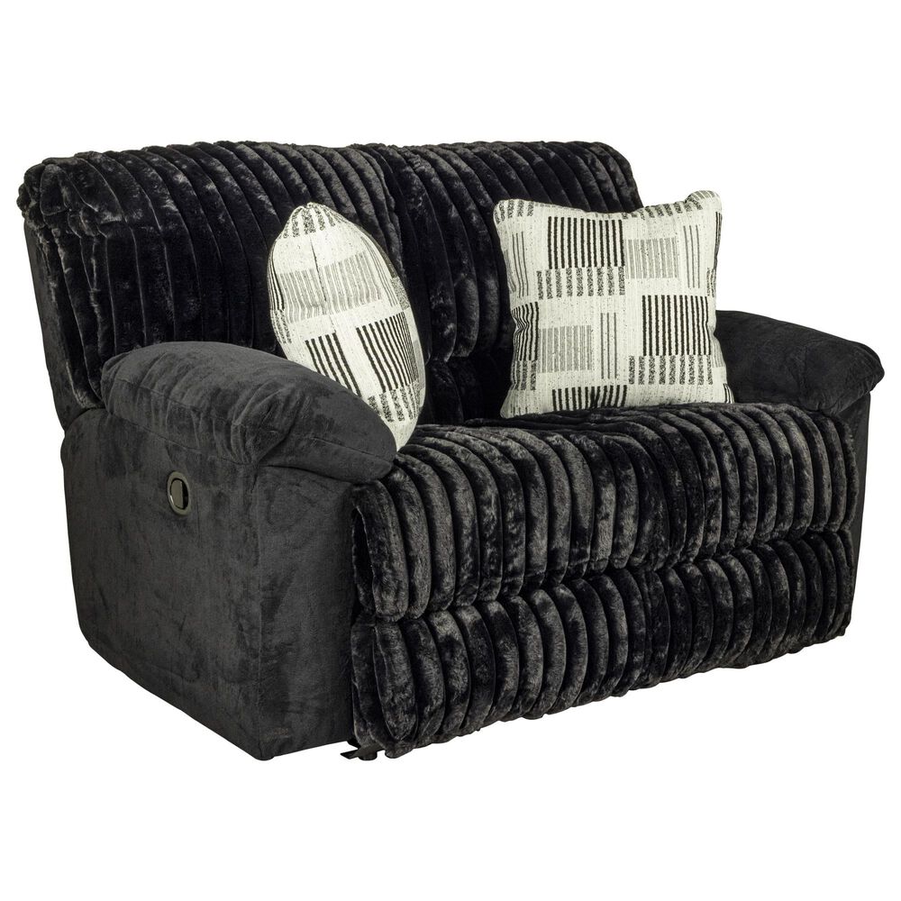 Catnapper Comet Lay Flat Reclining Loveseat in Black, , large