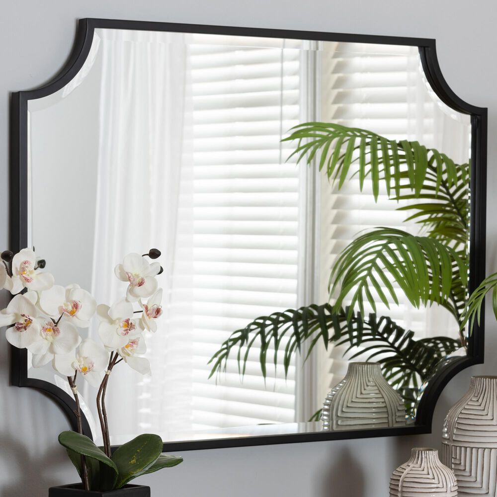 Baxton Studio Parcenet Metal Accent Wall Mirror in Black, , large