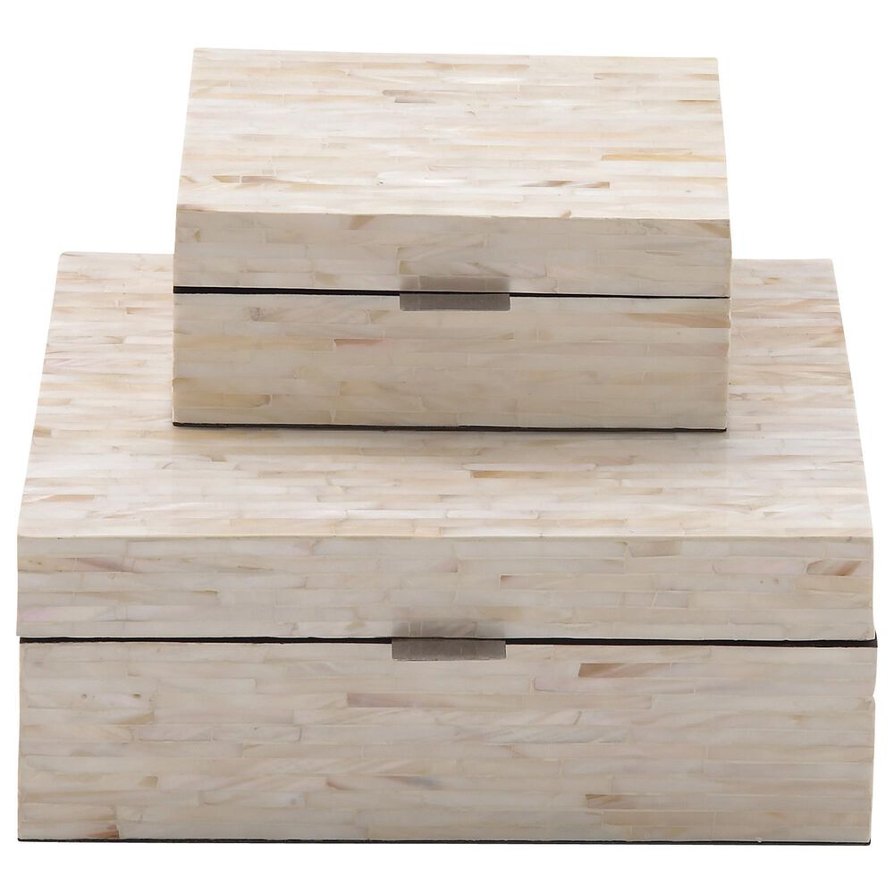 Maple and Jade Mother Of Pearl Boxes in White (Set of 2), , large