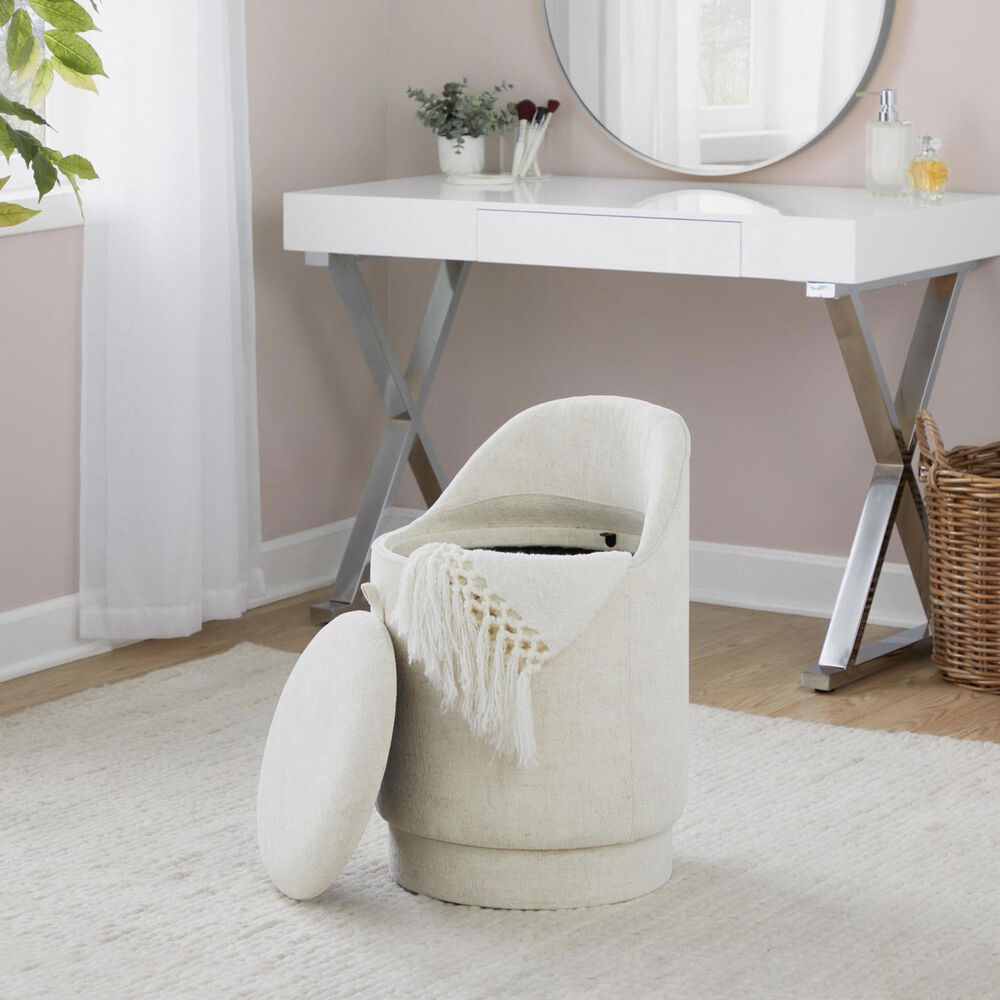 Lumisource Marla Upholstered Vanity Stool in Cream, , large