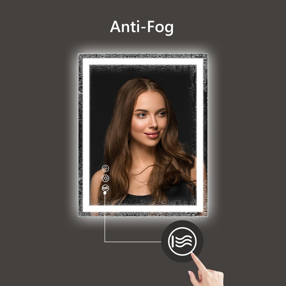 HOMLUX 24" x 32" LED Bathroom Makeup Mirror in Silver, , large