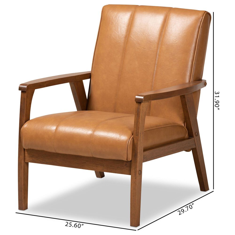 Baxton Studio Nikko Lounge Chair in Tan, , large
