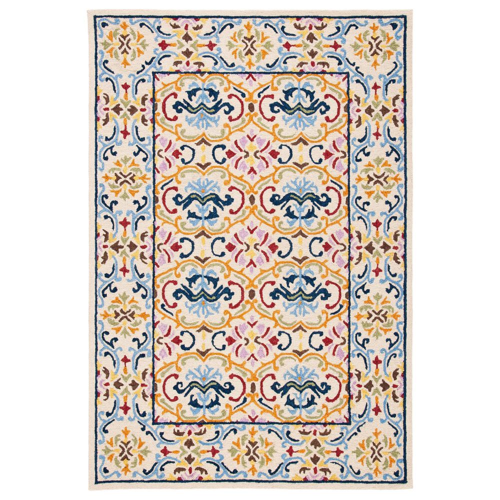 Safavieh Micro-Loop 4" x 6" Beige and Blue Area Rug, , large