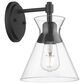 Golden Lighting Malta 1-Light Wall Sconce in Matte Black, , large