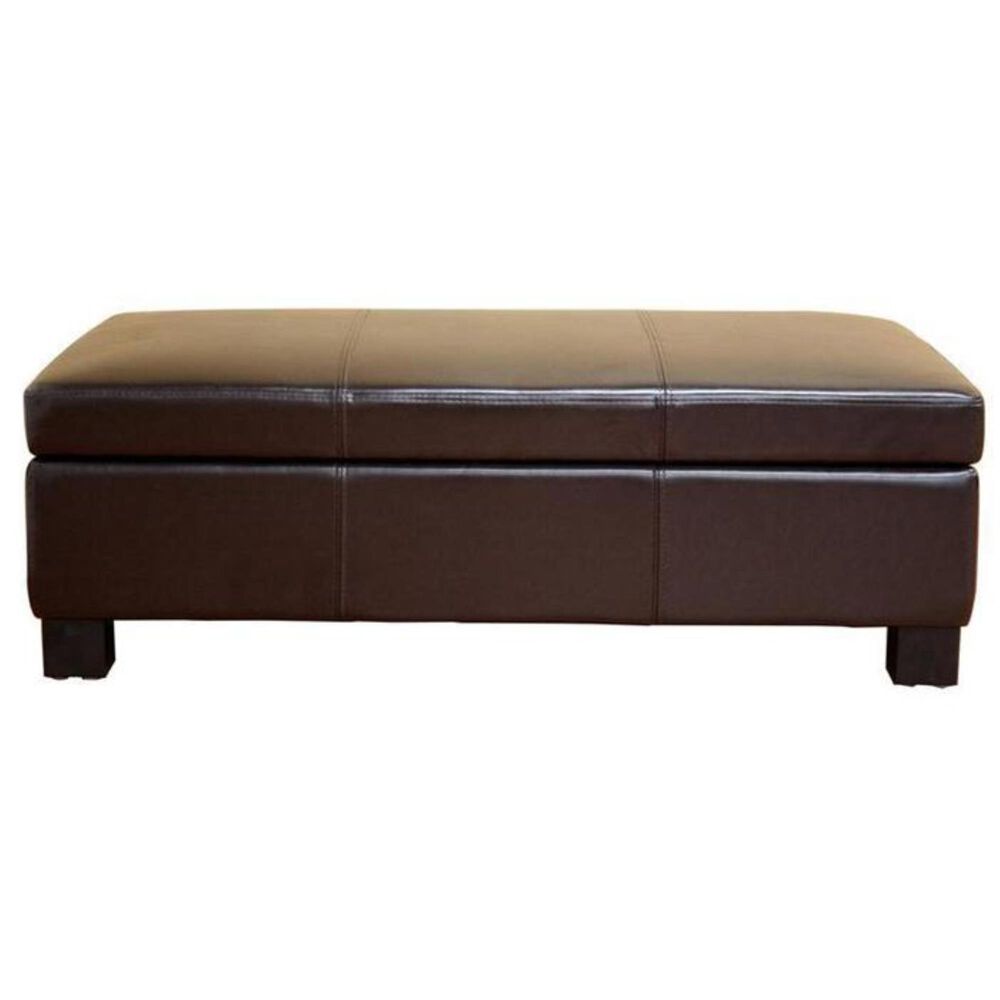 Baxton Studio Gallo Leather Storage Ottoman in Dark Espresso Brown, , large
