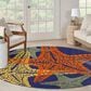 Nourison Aloha 5"3" Round Blue and Multicolor Indoor/Outdoor Area Rug, , large