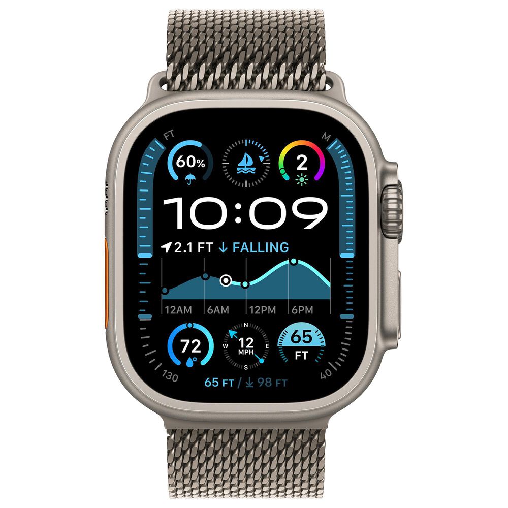 Apple Watch Ultra 2 GPS + Cellular 49mm Natural Titanium Case with Natural Titanium Milanese Loop - S, , large