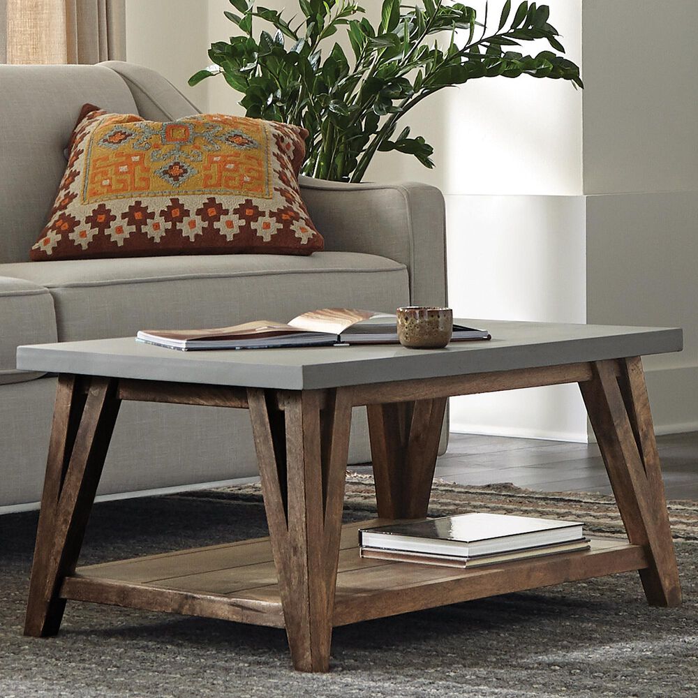 Bolton Furniture Brookside 36" Coffee Table in Brown/Light Gray, , large