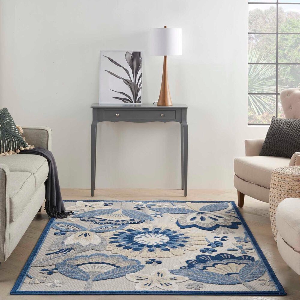 Nourison Aloha ALH25 12&#39; x 15&#39; Blue and Grey Indoor/Outdoor Area Rug, , large