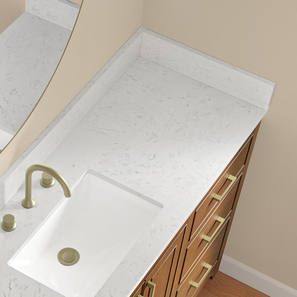 37B Lucerne 60" Single Bathroom Vanity in Dark Maplewood with Marble Top and Backsplash, , large