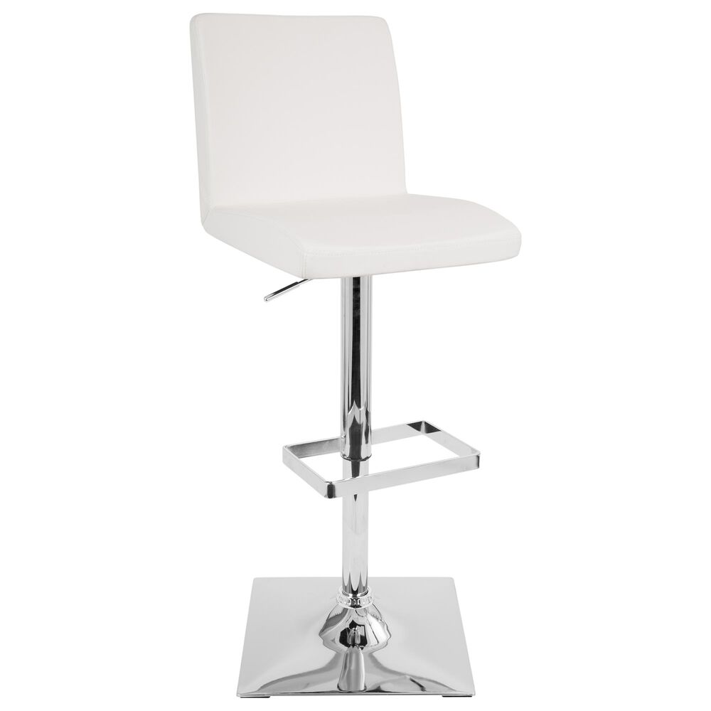 Lumisource Captain Adjustable Swivel Barstool in White/Chrome, , large