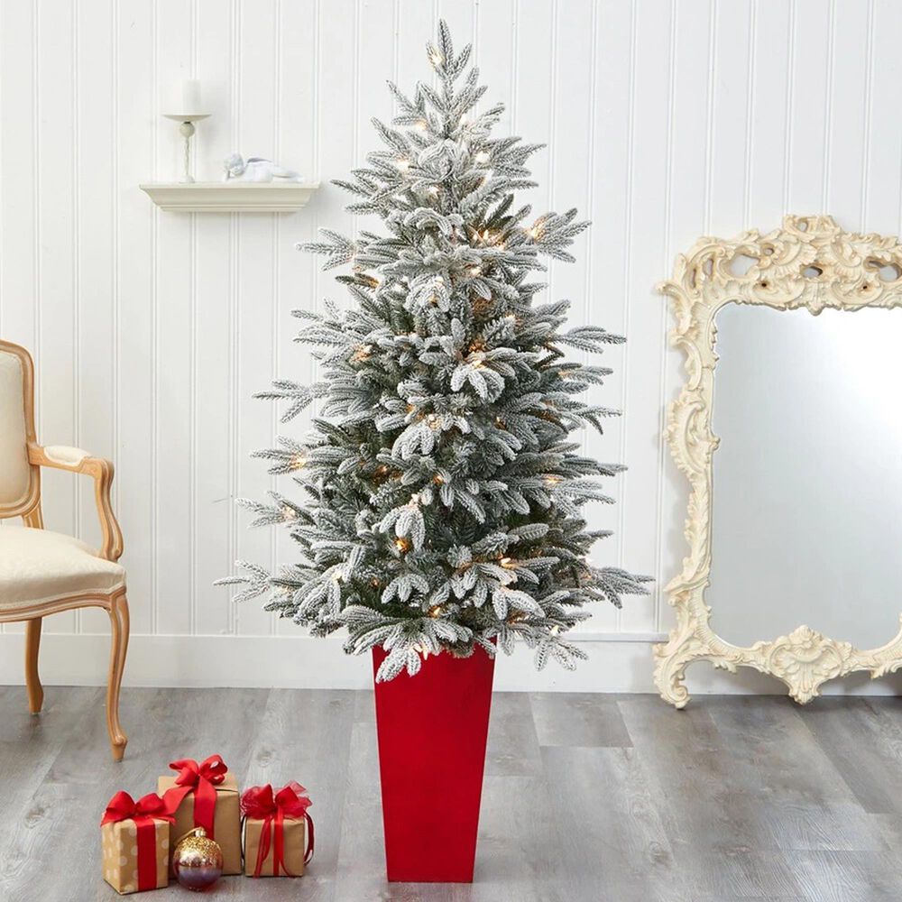 Nearly Natural Inc 5' Flocked Manchester Spruce Artificial Christmas