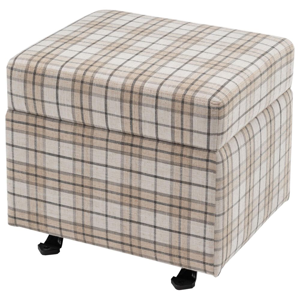 Lamps Per Se Camelot 25&quot; Rectangle Gliding Ottoman in Light Brown and Gray, , large