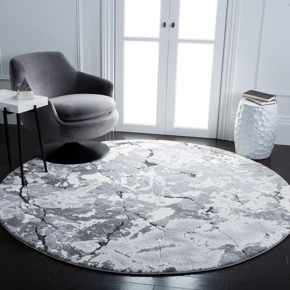 Safavieh Cyrus Shag CYR122F 6&#39;7&quot; Round Grey and Ivory Area Rug, , large
