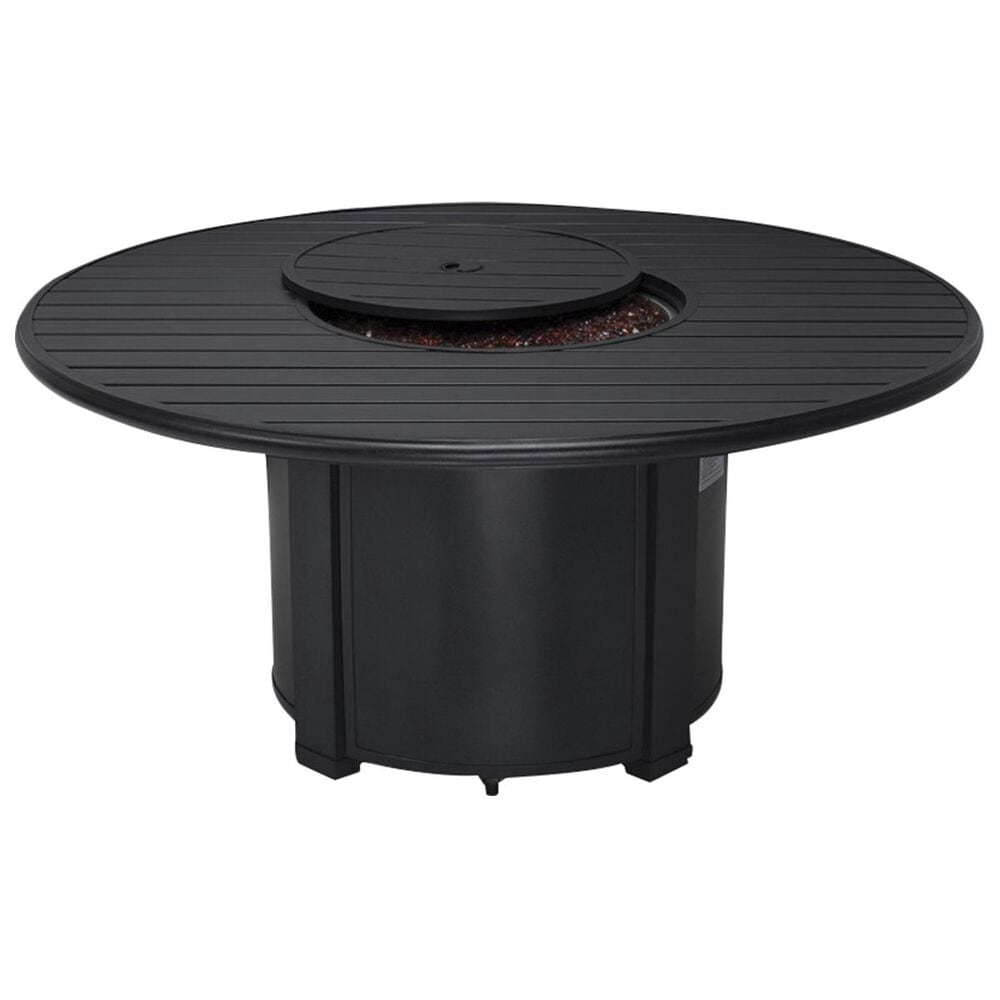 Winston Manor 54" Round Slat Fire Pit in Night with Amber Fire Glass, , large