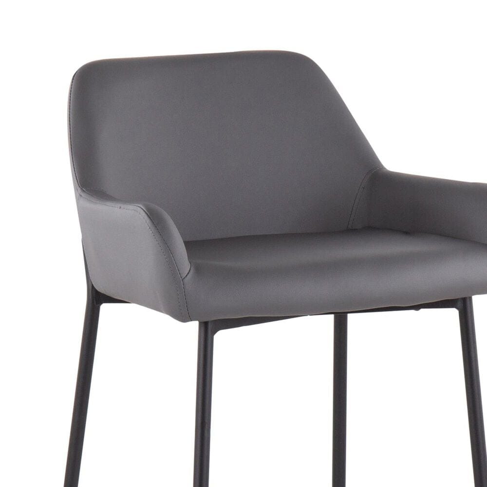 LumiSource Daniella Bar Stool with Grey Upholstery in Black (Set of 2), , large