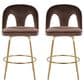 LumiSource Ava Swivel Counter Stool with Espresso Velvet Upholstery in Gold (Set of 2), , large