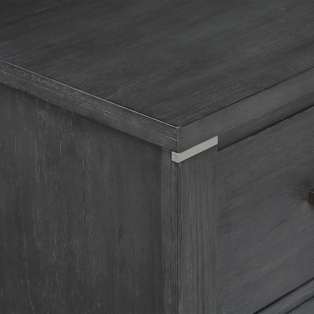 New Heritage Design Odessa 2-Drawer Nightstand in Charcoal and Silver, , large