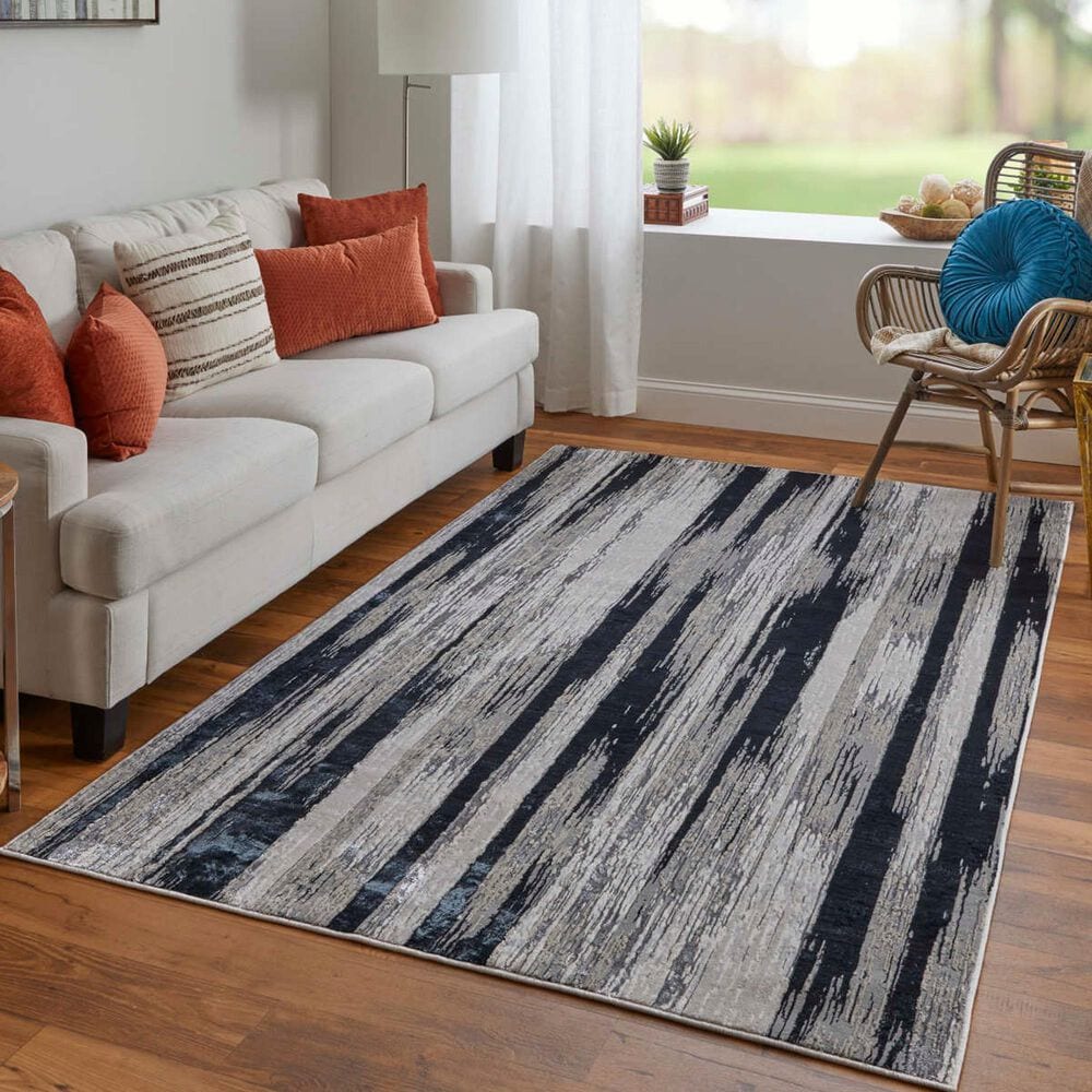 Feizy Micah Silver and Black 3&#39;11&quot; x 6&#39; Area Rug, , large