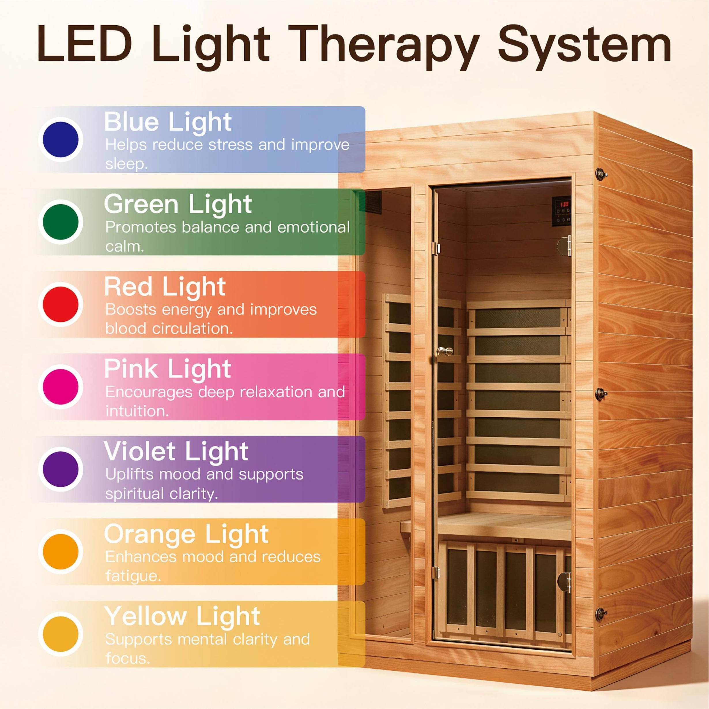 EZlife 1 Person (Compact) Low EMF FAR Infrared Sauna in Okoume +