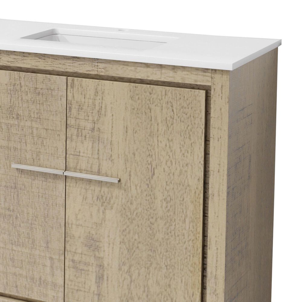 Lexora Home Lafarre 72" Double Bathroom Vanity in Rustic Acacia with 2 cm White Quartz Top and Rectangular Sinks, , large